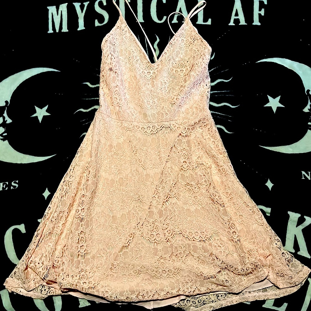 Aqua Pink Lace Skater Dress